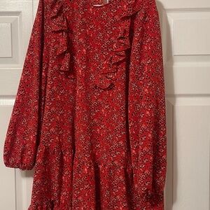 Topshop Red Floral Dress